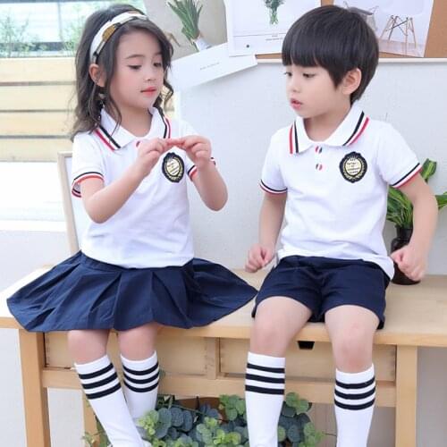 Girl and Boy School Uniform Children School Clothes Sports Clothings Two-piece
