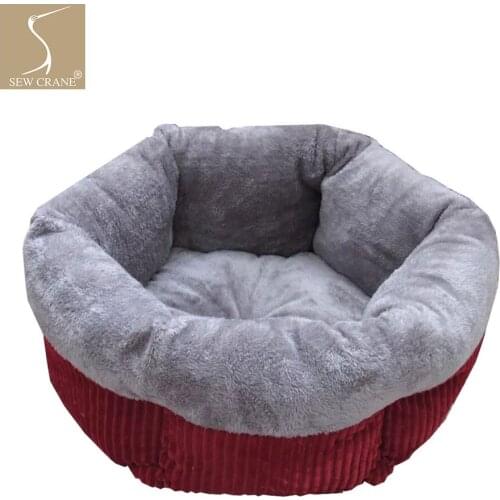 SewCrane Small Animal Bed Cuddle Cup Dog Bed Plush Cat bed Rabbit Bed, Black/Beige