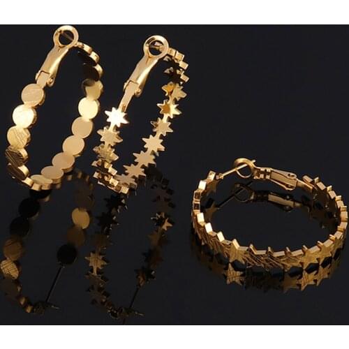 Circle Earrings Hoop Earring Stainless Steel Earring Geometric Drop Statement Earring Round Star Heart Earring For Women Jewelry