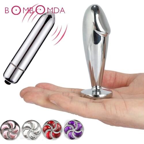 Metal Anal Dildo Plug with Mini Bullet Vibrator Masturbator For Women Sex Clitoris Stimulator Clit Vibrator Prostate Butt Plug
