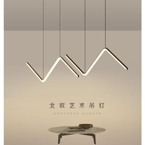 Minimalist line led restaurant chandelier Nordic modern simple designer net red lighting bar table lamp creative lamps