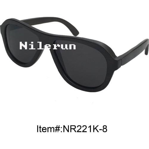 Fashionable dark black wood sunglasses