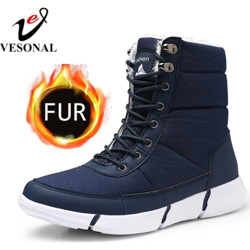VESONAL 2019 Winter Waterproof Snow Men Boots Shoes With Fur Plush Warm Male Casual Women Mid-Calf Boot Sneakers Unisex
