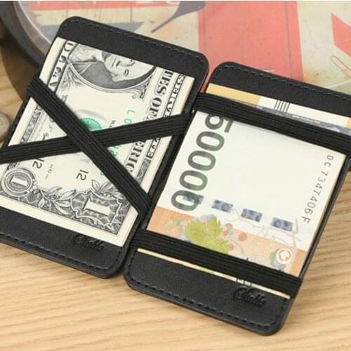 Mens Faux Leather Money Clip ID Credit Card case Business Pocket Wallet Purse