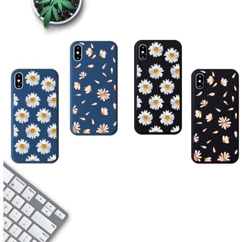 Daisy Soft Silicone Case for iPhone X XR XS 11 Pro MAX 7 8 6 6S Plus 9 SE2020 lovely Cartoon Floral Solid Color Matte Back Cover