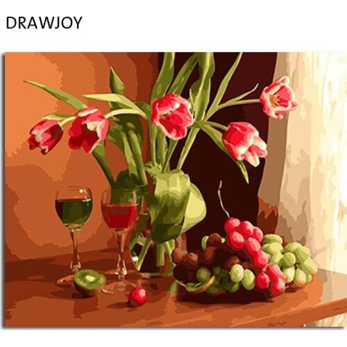 DRAWJOY Framed Picture Painting & Calligraphy Of Flower DIY Painting By Numbers Coloring By Numbers For Home Decor