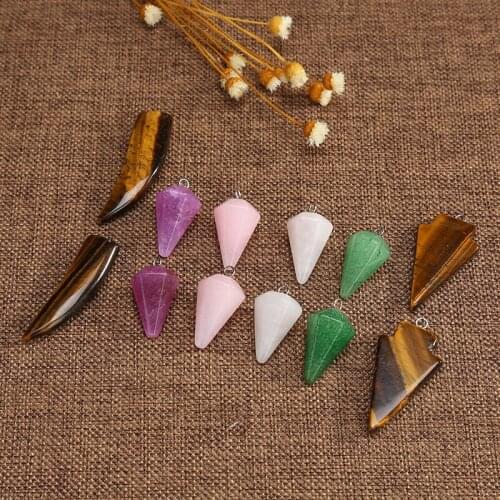 Natural Crystal Stone Popular Conical Cut Face Bullet Pendant Jewelry Making DIY Necklace Bracelet Earrings Jewelry Accessories