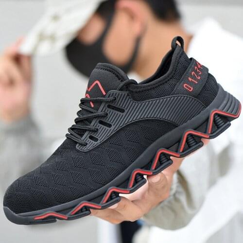 New steel toe cap men safety shoes work sneakers women boots plus size 36-48 breathable outdoor shoe