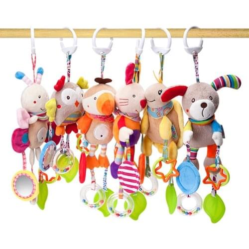 New Hanging Spiral Rattle Baby Plush Rattles Mobiles Stroller Toy Cute Animal Crib Baby Toys 0-12 Months Newborn Educational Toy