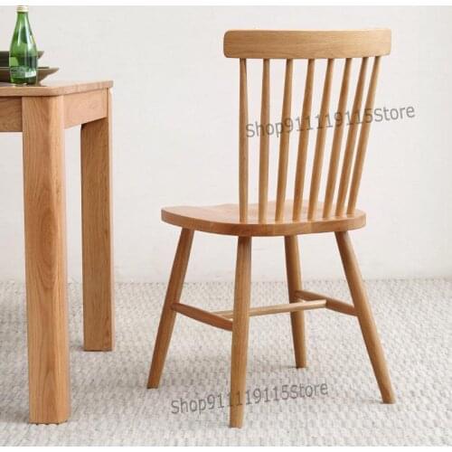 Solid Wood Dining Chair Oak Chair Nordic Simple Windsor Chair Bedroom Make Up Chair Home Armchair