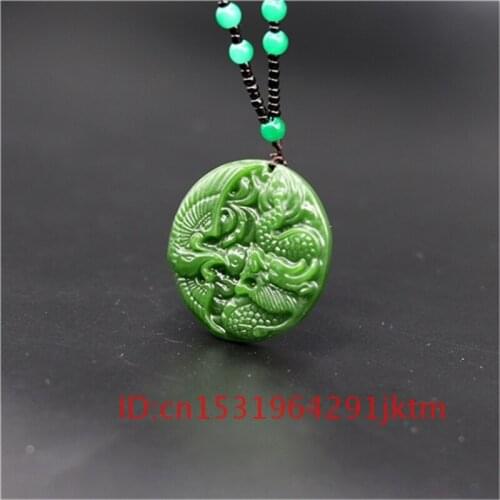Charm Amulet Carved Jade Jewelry Green Natural Men Gifts Pendant Hand Fashion for Jadeite Phoenix Necklace Women Chinese Dragon