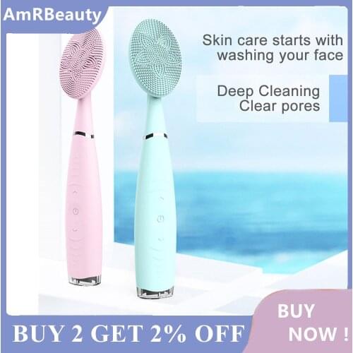 Facial Cleansing Brush Waterproof Silicone Cleansing Tool Portable Electric Handheld Facial Cleaning Brush Mini Pore Cleaner