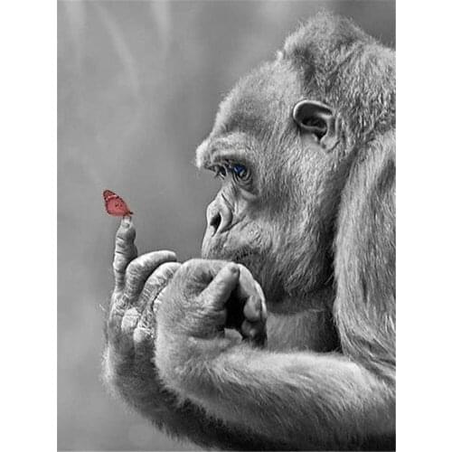 Orangutan Butterfly Animal DIY 11CT Embroidery Cross Stitch Kits Craft Needlework Set Printed Canvas Cotton Dropshipping