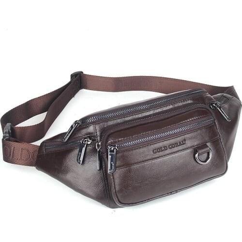 Genuine Leather Waist Bag Men Fanny Pack Belt Bag Cell Phone Pouch Male Casual Chest Pack Coin Purse Wallets Messenger Bags