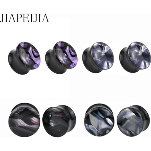 Mixed Colorful Pattern Ear Gauges Plugs Stretching Tunnels Black Acrylic Double Flared Expander Ear Piercing Jewelry 8-30mm