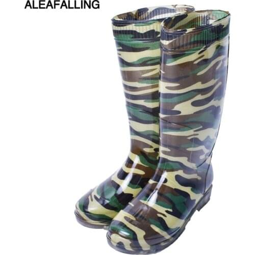 Aleafalling waterproof rain boots labor shoes graffiti men rainproof workplace rubber knee high tube boots slip on botas m73