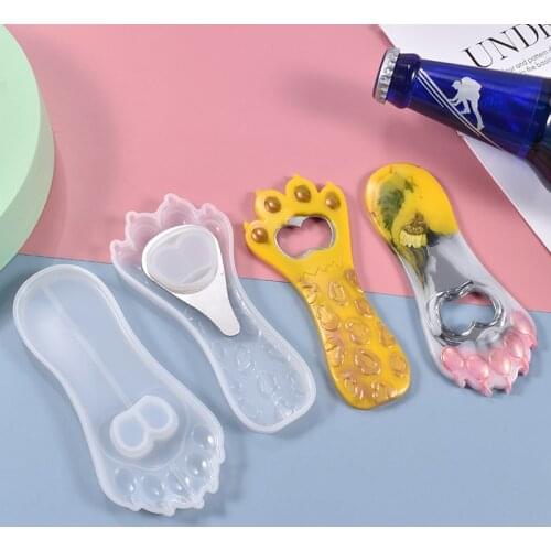 Cute Cat Paw Shape Soap Mold Handcraft Crystal Epoxy Mould Creative DIY Bottle Opener Design Candle Soap Making Mould Decoration
