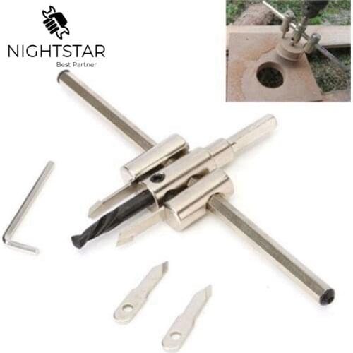 Alloy 120mm/200mm/300mm Adjustable Circle Hole Cutter Set with Wood Metal Hole Saw Drill Bit Tools for Woodworking