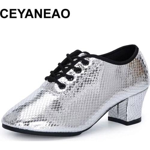 CEYANEAOWomen Latin Dance Shoes Womans Ballroom Dancing Shoes Square Soft Bottom Practice Shoes Ladies Salsa Tango Dance Shoes