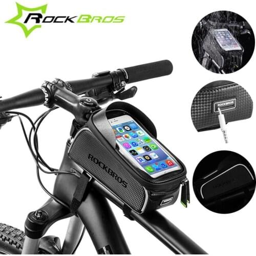 ROCKBROS Bicycle Cycling Bag Waterproof Touch Screen Bike Top Front Tube Frame Bag for MTB Road Bike 6.0 Phone Case Accessories