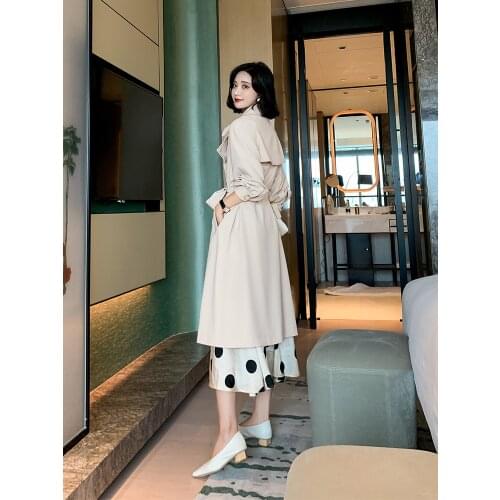 Windbreaker Womens Middle Long British Style Spring 2021 Womens Clothing Korean Version New Temperament Fashion Foreign Style