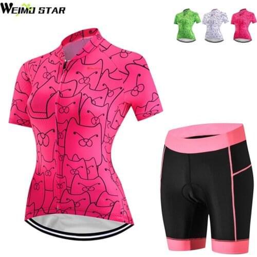 WEIMOSTAR Brand Women New 2018 Cycling Jersey Set Girls Cycling Clothing Ropa Ciclismo Short Sleeve MTB Mountain Bicycle Clothes