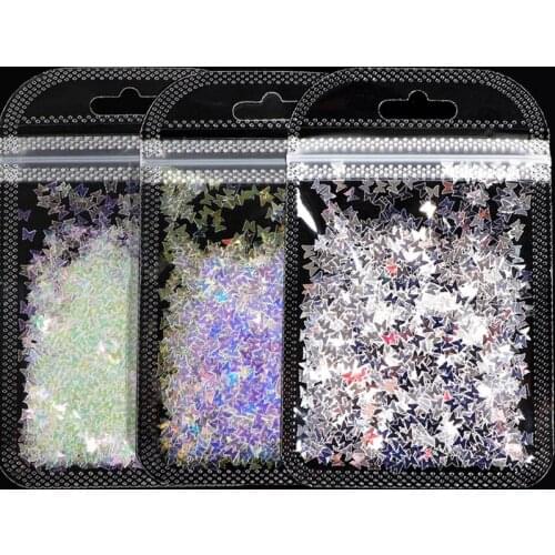 Mirror Sparkly Butterfly Nail Sequins Paillette Mixed Colors Holographic Glitter Flakes Slices Manicure 3D Nails Art Accessories