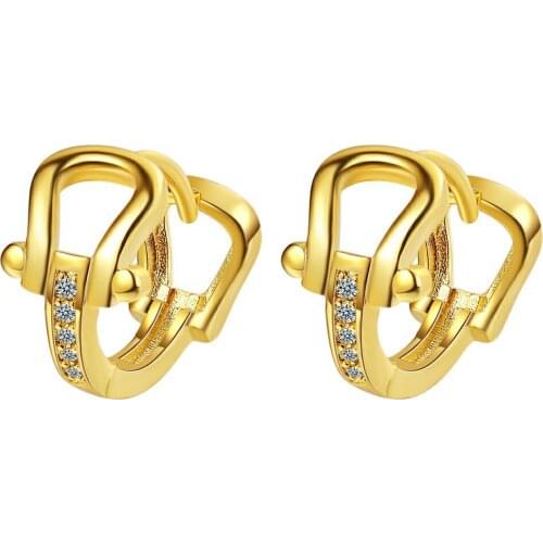 925 Sterling Silver Crystal Horseshoe U-shaped Hoop Earrings for Women Light Luxury Wedding Party Jewelry Gift