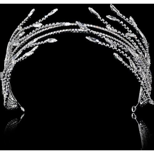Branch Shape Women Elegant Luxury Bridal Tiaras Crystal Bride Headband Ladies Wedding Hair Jewelry