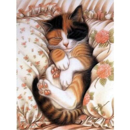 Animals Embroidery Mosaic Craft Cartoon Cat Diamond Painting Kit Crystal Picture Wall Paper Rhinestone Drawing Christmas Gift