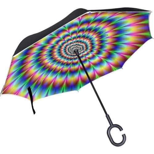 Optical Illusions Car Umbrella Travel Windproof Double Layer Inverted Umbrella Rain Protection Car Reverse Umbrellas