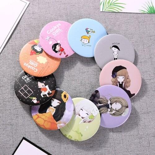 Cute cartoon character Girl mini 10g pocket makeup mirror cosmetic compact mirrors espelho de maquiagem espejos de bolsillo 1 pc