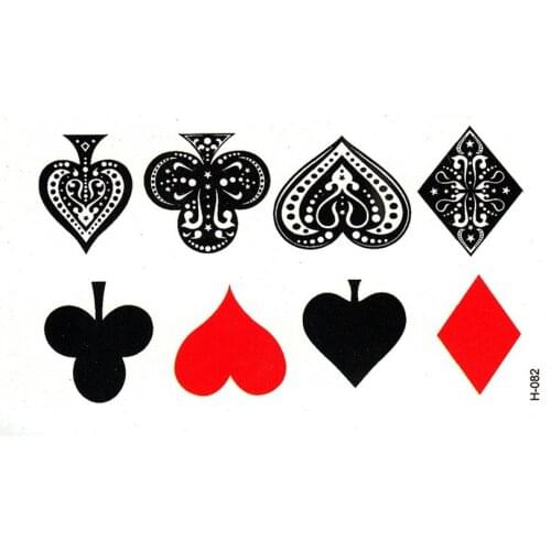 10pcs poker spades hearts waterproof temporary tattoos sticker fake tattoos fake tattoo for woman