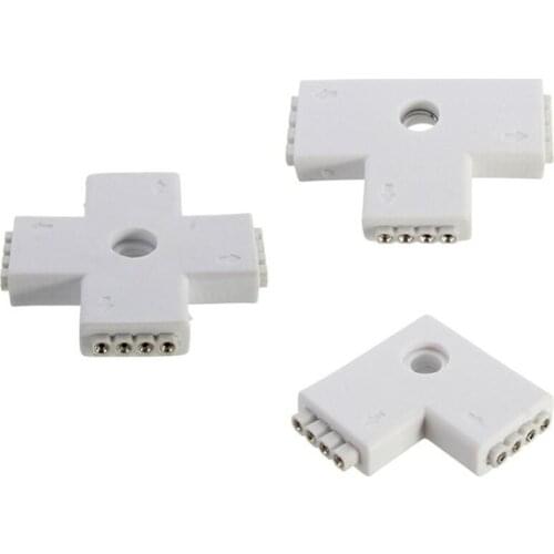 2pcs 4pin 10mm "L" "T" "X" type connector RGB L T X Shape Connector for 3528 5050 RGB LED Strip Streifen