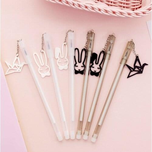 48 pcs/lot Thousand paper crane Rabbit Gel Pen Cute 0.38 mm black ink Signature Pen Escolar School Office writing Supplies