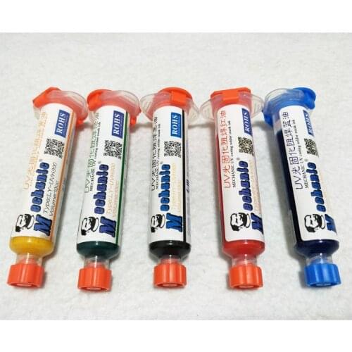 5pcs 5 color 10CC UV Curable Solder VUH900 Solder Resist Protect Soldering Paste Flux oil+ For BGA PCB Circuit Board