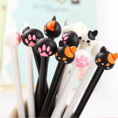 60pcs kawaii gel pen cute cat and claws pens for school office supplies students writing kids korean stationary gift items bulk