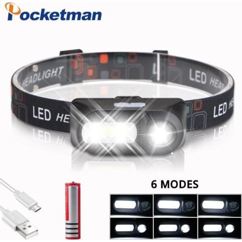 8000LM Powerful XPE+COB Headlamp USB Rechargeable Headlight Outdoor Camping Head Light Waterproof Head Lamp Use 18650 Battery