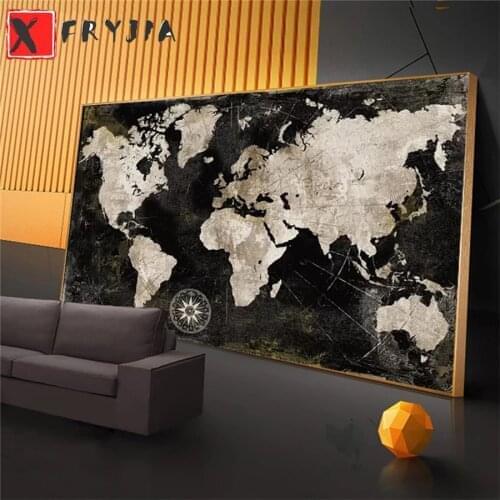 Full square Round drill Diamond embroidery Hot selling home art, retro world map 5D DIY diamond Painting Cross Stitch Mosaic