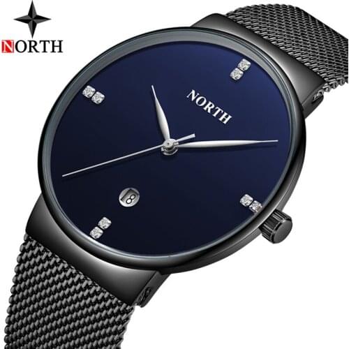 NORTH Luxury Brand Watch Men Fashion Quartz Watch Stainless Steel Casual Business Men Watches Waterproof Clock Relogio Masculino
