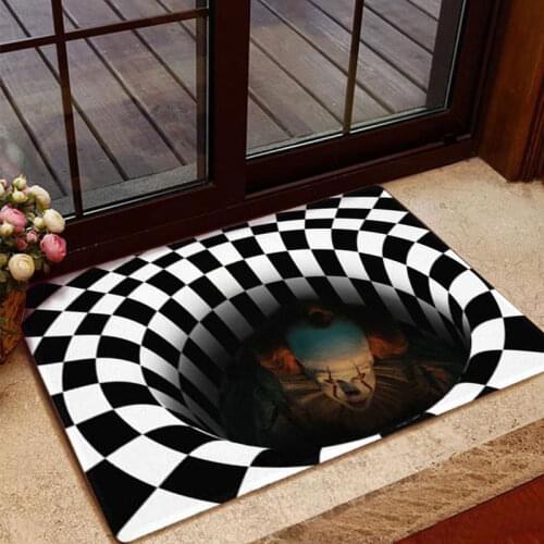 Black and white clown stereo vision carpet Halloween horror floor mat living room bedroom door mat bathroom hallway home rugs