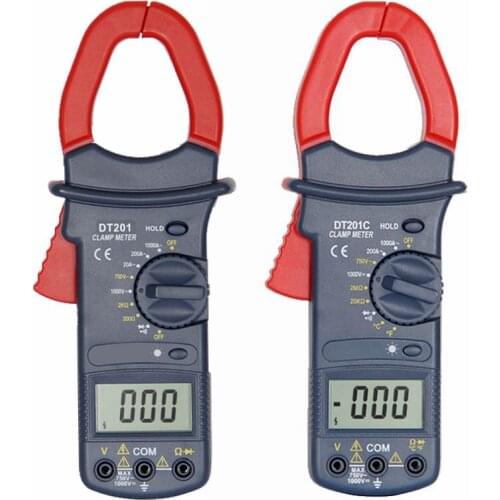 DT201 digital clamp meter, ACA / 1000A, test ACV / DCV / resistance, mouth size: 42mm, with backlight and data hold function