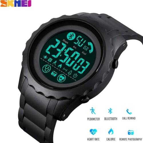 SKMEI Digital Smart Mens Watch Sports Heart Rate Pedometer Calories Fitness Clock Bluetooth Waterproof Wristwatch montre homme