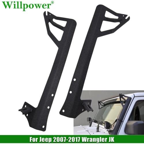 For Jeep Wrangler 2007-2017 JK 2WD 4WD Unlimited Upper Windshield 50" LED Work Light Bar Mounting Bracket Lower Corner Brackets