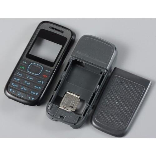 For Nokia 1208 Full Case English Keypads Middle Frame cover battery Housing with Tools Facing Front Case With Logo door Case