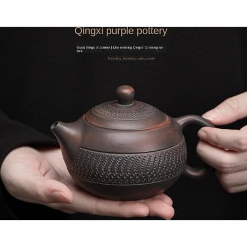 Purple Pottery Xi Shi Pot Chinese Hand-Jumping Ceramic Kung Fu Teapot Single Teapot Tea Making Device Kung Fu Tea Set Kettle Tea