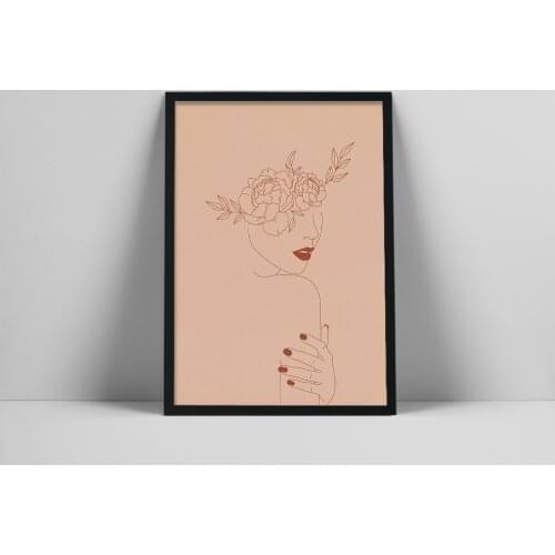 Flower Woman Art Print | Flower Head Wall Art | Female Body Line Art | Nude Woman Poster | Floral Female Line Pre Art | Wa| Nara