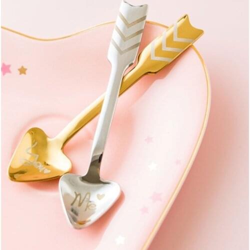 Creative Cupid Arrow Love Spoon Stainless Steel Coffee Spoon Dessert Spoon Stirring Spoon