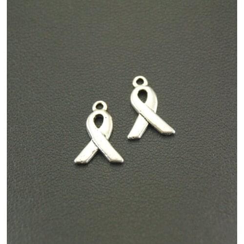 20 Pcs Silver Color Awareness Ribbons Charms Pendants For Jewelry Making DIY Handmade Craft A820