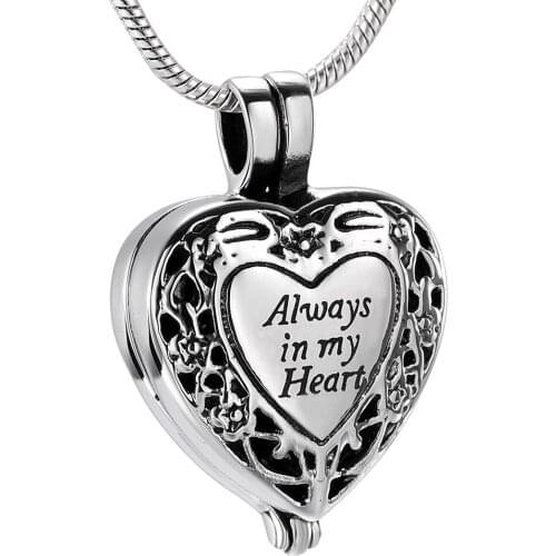 Memorial Jewelry Cremation Jewelry "Always in My Heart" Memorial Urn Necklace Ashes Keepsake Pendant